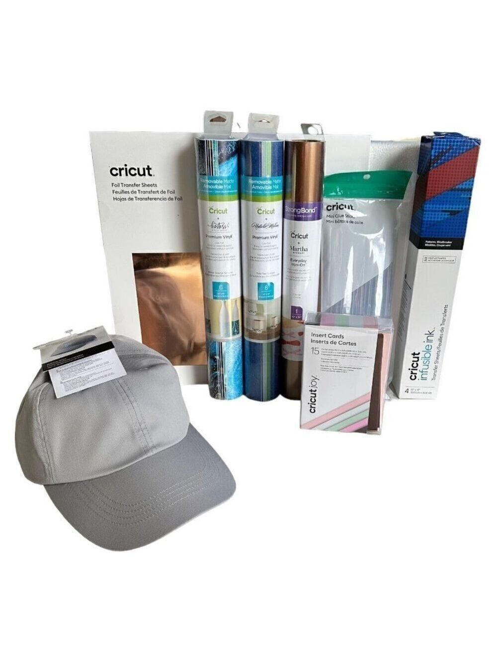 Cricut HTV Removable Vinyl Foil Glue Sticks Ball Cap Joy Sampler Lot Bundle Gift